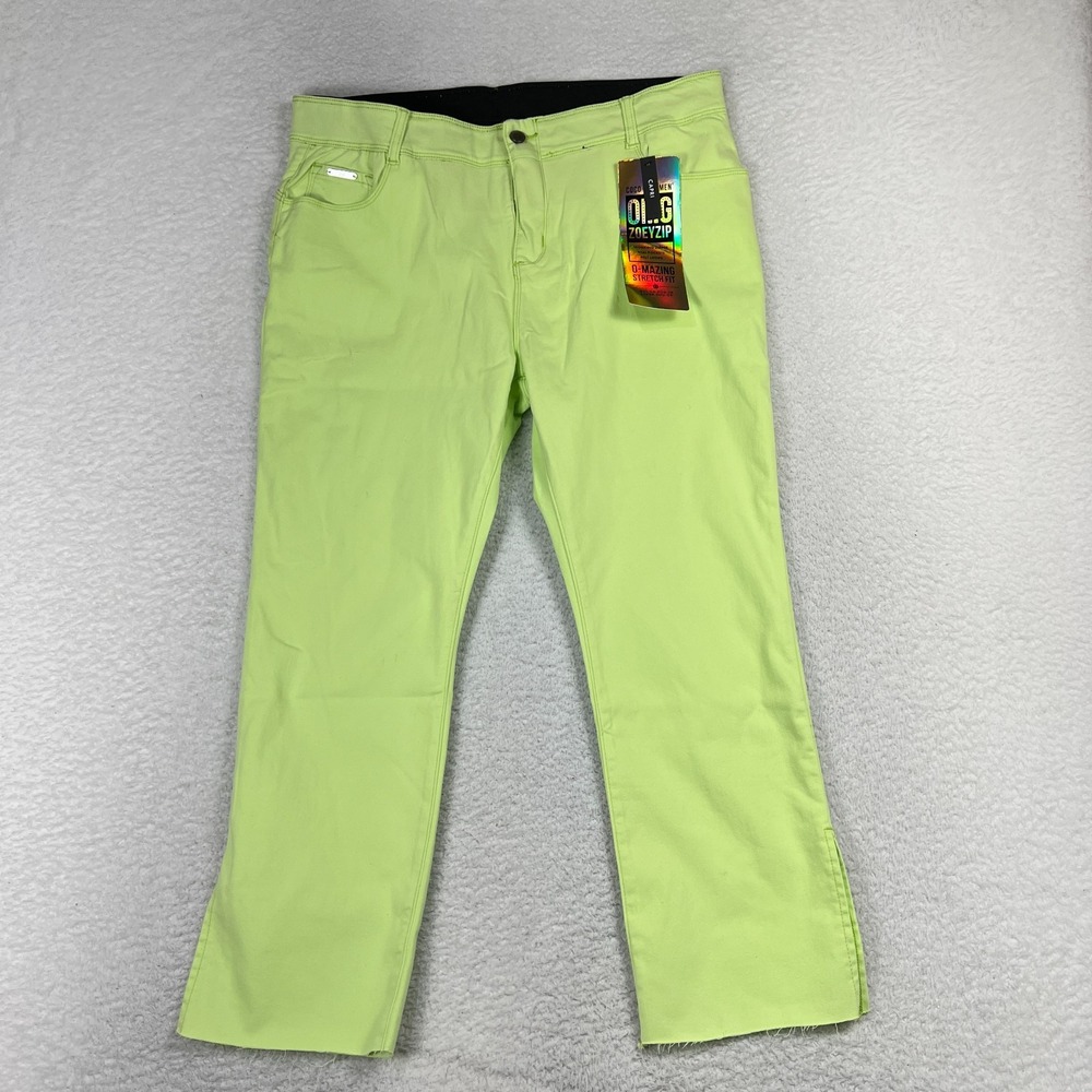 Womens Coco-Carmen Omg Zoey Zip Neon Green Pants Size XL (FITS 36x25) NWT